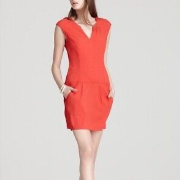 Theory Adelize Habitat Notch V Engine Red Dress Size 6‎ - Picture 1 of 11